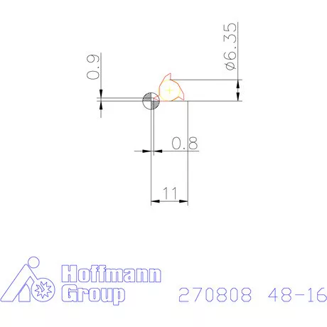 Részprofil lapka 55° külső, jobbos  48-16