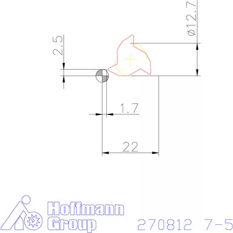 Részprofil lapka 55° külső, jobbos  7-5