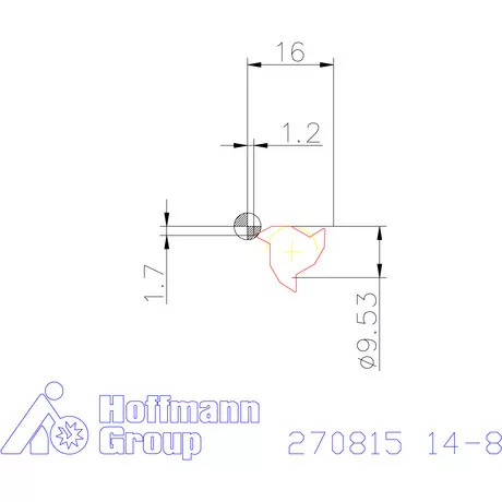 Részprofil lapka 55° külső, balos  14-8