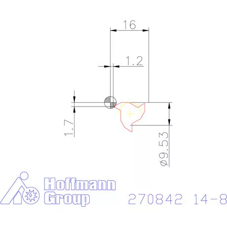 Részprofil lapka 55° belső, jobbos  14-8