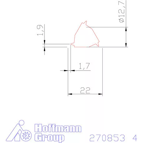 Semiprofil lapka 30° külső, jobbos  4 mm