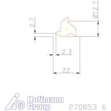 Semiprofil lapka 30° külső, jobbos  6 mm