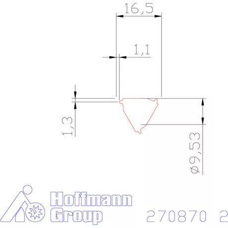 Semiprofil lapka 30° belső, jobbos  2 mm