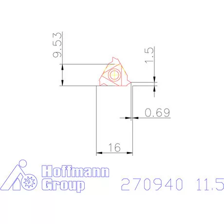 Teljes profilú lapka 60° belső, jobbos  11,5