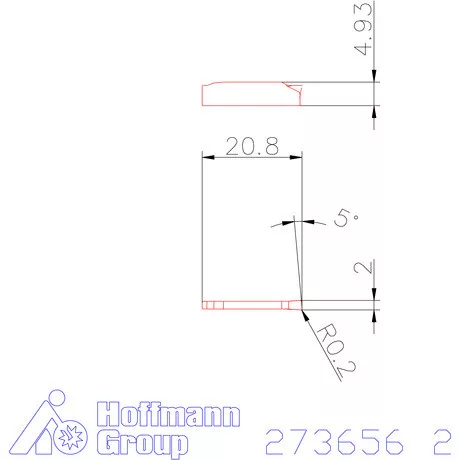 Leszúró lapka jobbos 5° 2 mm