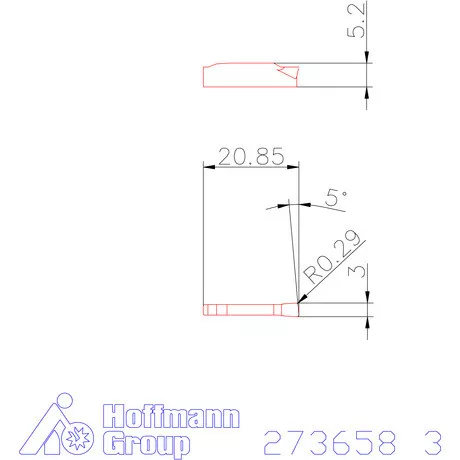 Leszúró lapka jobbos 5° 3 mm