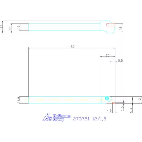 Garant Beszúró esztergakés 12/1,5 mm