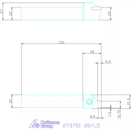 Garant Beszúró esztergakés 20/1,5 mm