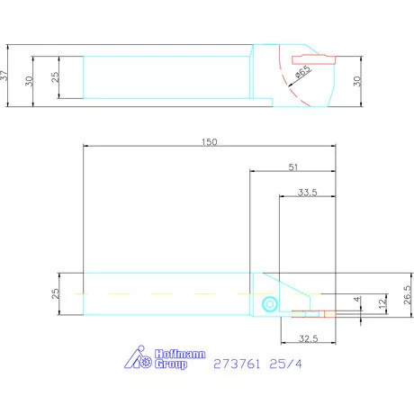 Garant Leszúró esztergakéstartó 25/4 mm