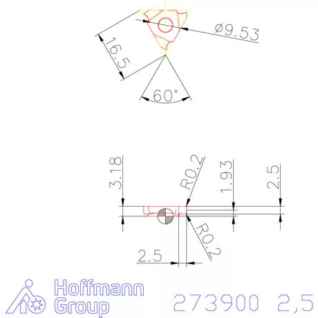 Garant Beszúró lapka jobbos 2,5 mm