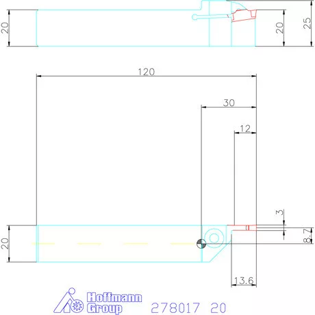 Holex Beszúró esztergakés 20 mm