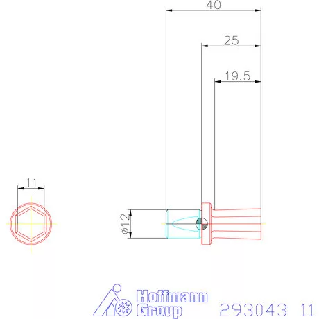 Garant Belső hatszög profil üregelő betét, metrikus ⌀ d = 12 mm 11 mm