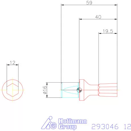 Garant Belső hatszög profil üregelő betét, metrikus ⌀ d = 16 mm 12 mm