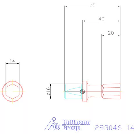 Garant Belső hatszög profil üregelő betét, metrikus ⌀ d = 16 mm 14 mm