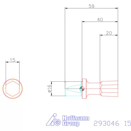 Garant Belső hatszög profil üregelő betét, metrikus ⌀ d = 16 mm 15 mm