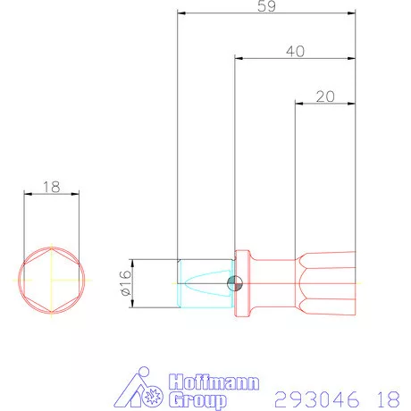 Garant Belső hatszög profil üregelő betét, metrikus ⌀ d = 16 mm 18 mm