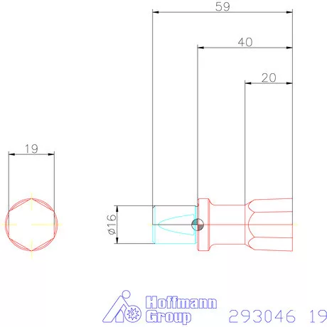 Garant Belső hatszög profil üregelő betét, metrikus ⌀ d = 16 mm 19 mm