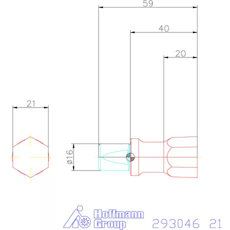 Garant Belső hatszög profil üregelő betét, metrikus ⌀ d = 16 mm 21 mm