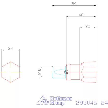 Garant Belső hatszög profil üregelő betét, metrikus ⌀ d = 16 mm 24 mm