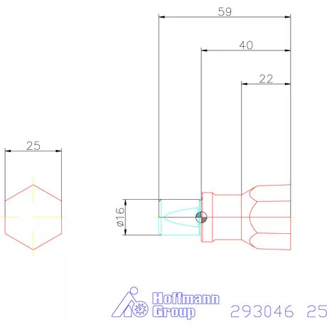Garant Belső hatszög profil üregelő betét, metrikus ⌀ d = 16 mm 25 mm