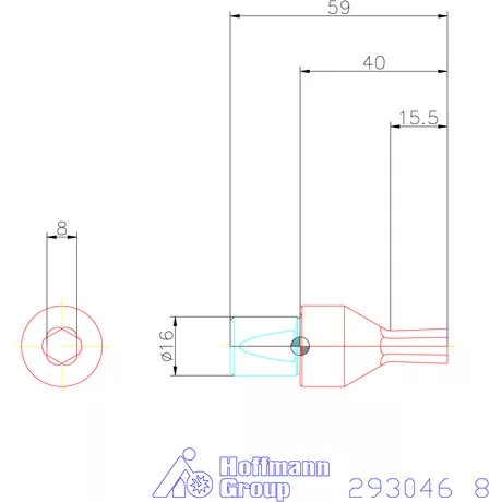 Garant Belső hatszög profil üregelő betét, metrikus ⌀ d = 16 mm 8 mm