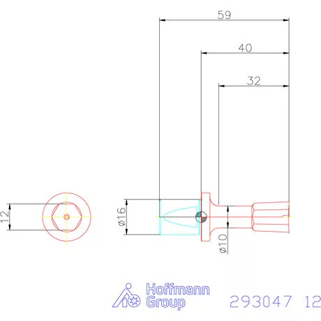 Garant Belső hatszög profil üregelő betét, metrikus ⌀ d = 16 mm 12 mm