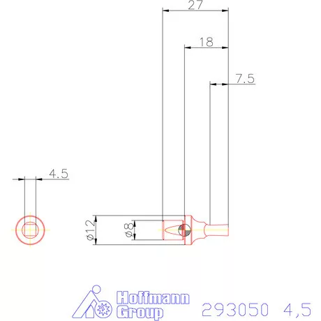 Garant Belső négyszög profil üregelő betét, metrikus ⌀ d = 8 mm 4,5 mm