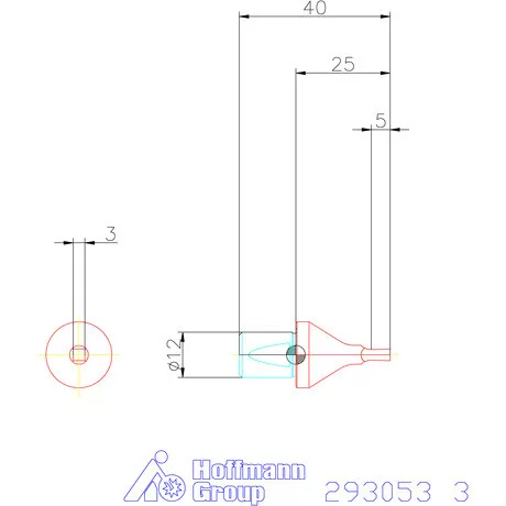 Garant Belső négyszög profil üregelő betét, metrikus ⌀ d = 12 mm 3 mm