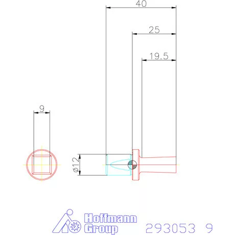 Garant Belső négyszög profil üregelő betét, metrikus ⌀ d = 12 mm 9 mm
