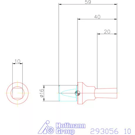 Garant Belső négyszög profil üregelő betét, metrikus ⌀ d = 16 mm 10 mm