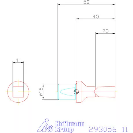 Garant Belső négyszög profil üregelő betét, metrikus ⌀ d = 16 mm 11 mm