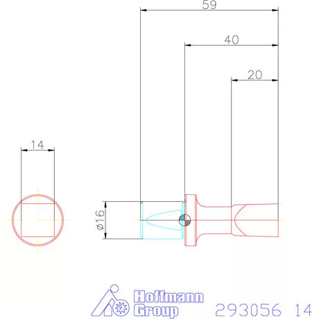Garant Belső négyszög profil üregelő betét, metrikus ⌀ d = 16 mm 14 mm