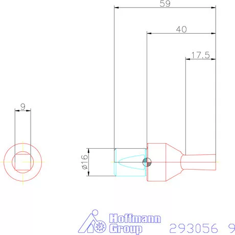 Garant Belső négyszög profil üregelő betét, metrikus ⌀ d = 16 mm 9 mm