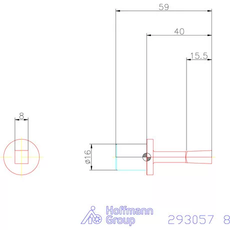 Garant Belső négyszög profil üregelő betét, metrikus ⌀ d = 16 mm 8 mm