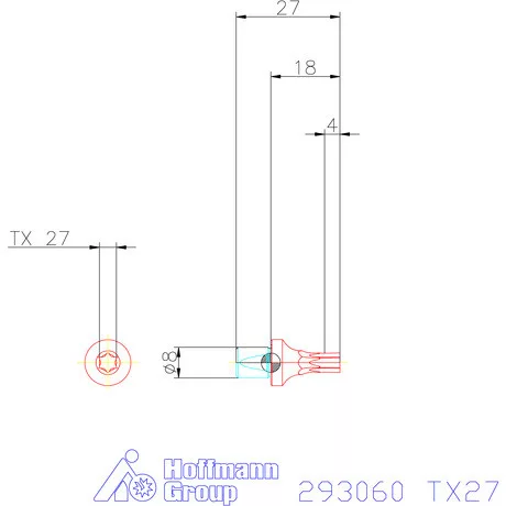 Garant Belső Torx profil üregelő betét ⌀ d = 8 mm TX27 mm