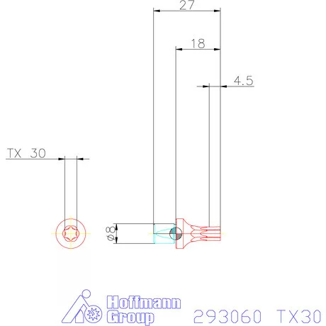 Garant Belső Torx profil üregelő betét ⌀ d = 8 mm TX30 mm