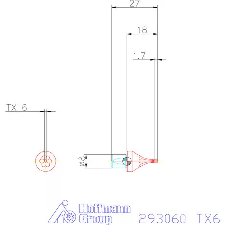 Garant Belső Torx profil üregelő betét ⌀ d = 8 mm TX6 mm