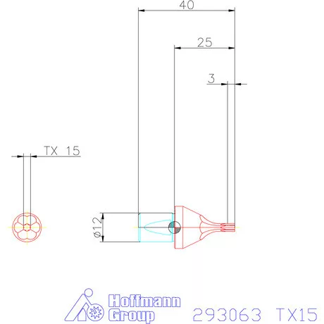 Garant Belső Torx profil üregelő betét ⌀ d = 12 mm TX15 mm