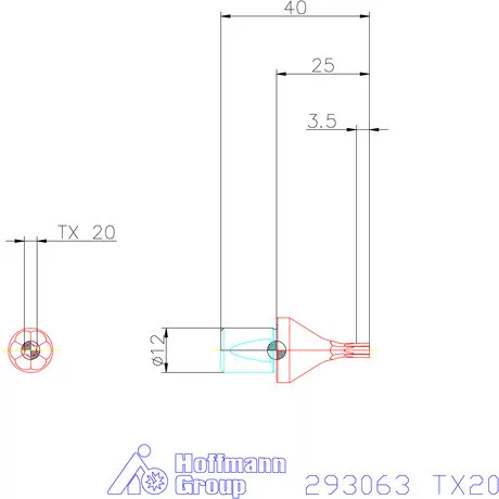 Garant Belső Torx profil üregelő betét ⌀ d = 12 mm TX20 mm