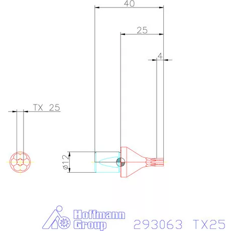 Garant Belső Torx profil üregelő betét ⌀ d = 12 mm TX25 mm