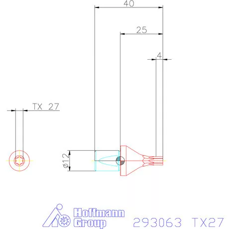 Garant Belső Torx profil üregelő betét ⌀ d = 12 mm TX27 mm