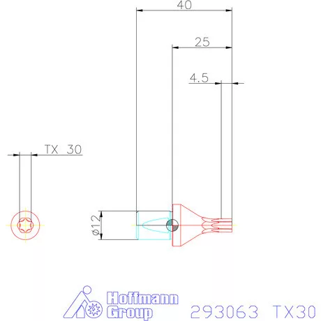 Garant Belső Torx profil üregelő betét ⌀ d = 12 mm TX30 mm