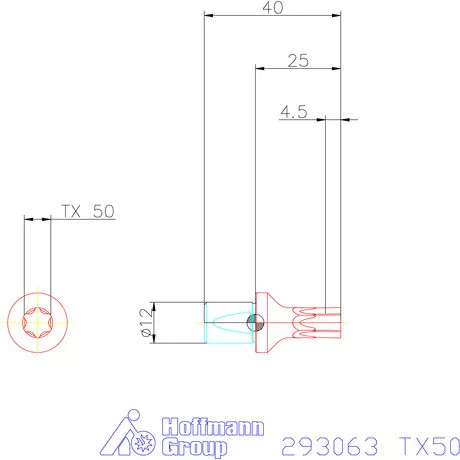 Garant Belső Torx profil üregelő betét ⌀ d = 12 mm TX50 mm