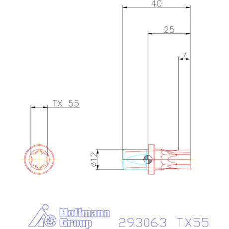 Garant Belső Torx profil üregelő betét ⌀ d = 12 mm TX55 mm