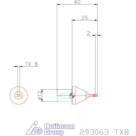 Garant Belső Torx profil üregelő betét ⌀ d = 12 mm TX8 mm