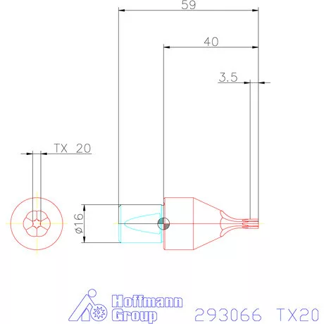 Garant Belső Torx profil üregelő betét ⌀ d = 16 mm TX20 mm