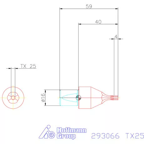 Garant Belső Torx profil üregelő betét ⌀ d = 16 mm TX25 mm