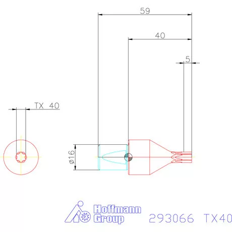 Garant Belső Torx profil üregelő betét ⌀ d = 16 mm TX40 mm