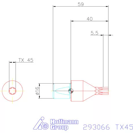 Garant Belső Torx profil üregelő betét ⌀ d = 16 mm TX45 mm