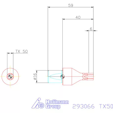 Garant Belső Torx profil üregelő betét ⌀ d = 16 mm TX50 mm